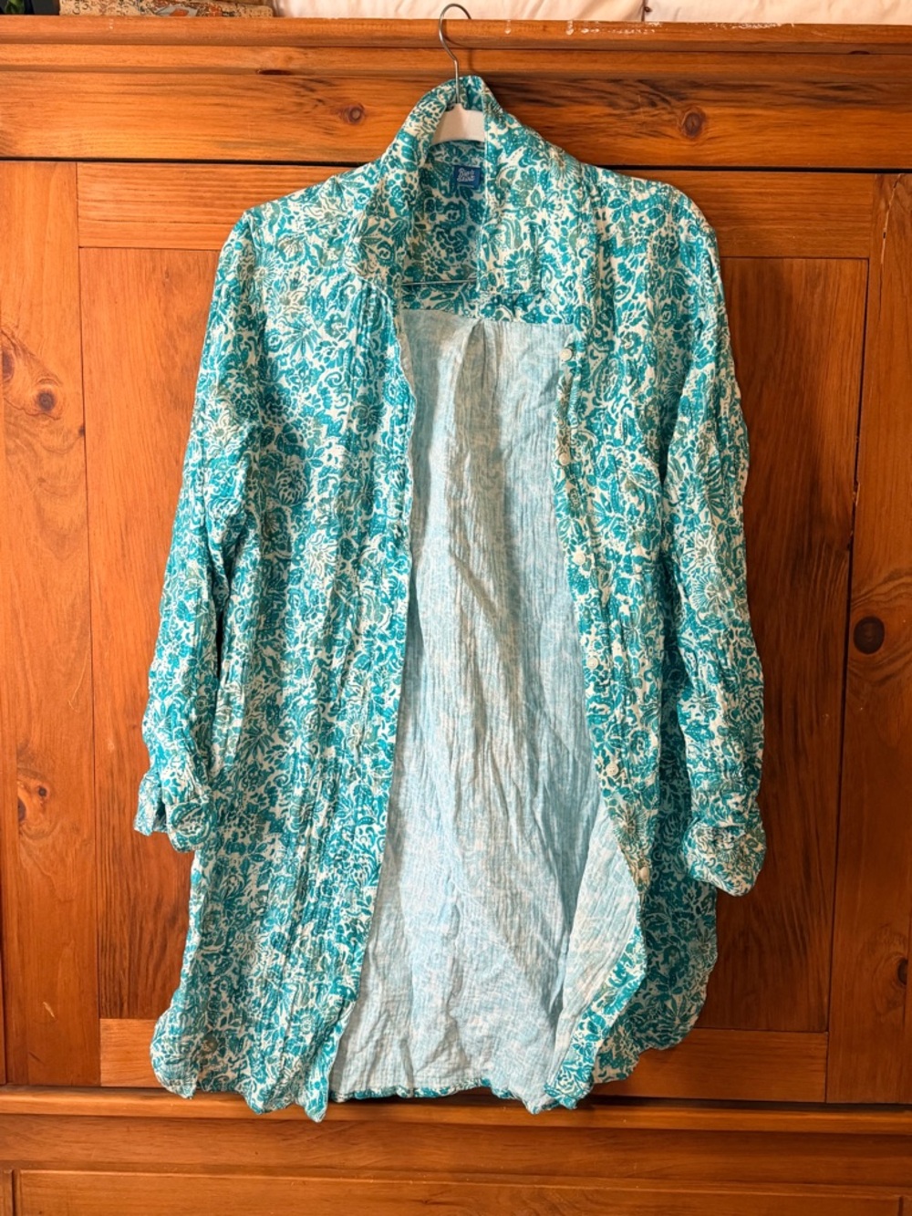 Rip Skirt Beach Button Up Teal Floral Swim Coverup